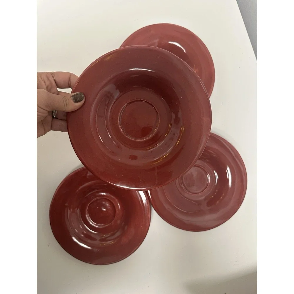 Pottery Barn Sausalito Small Side‎ Plate Lot of 4 burgundy  7.25